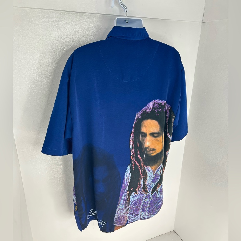 Bob Marley Vintage Dragonfly Shirt XXL Blue Rasta Reggae All Over Big Print VTG - Picture 8 of 13